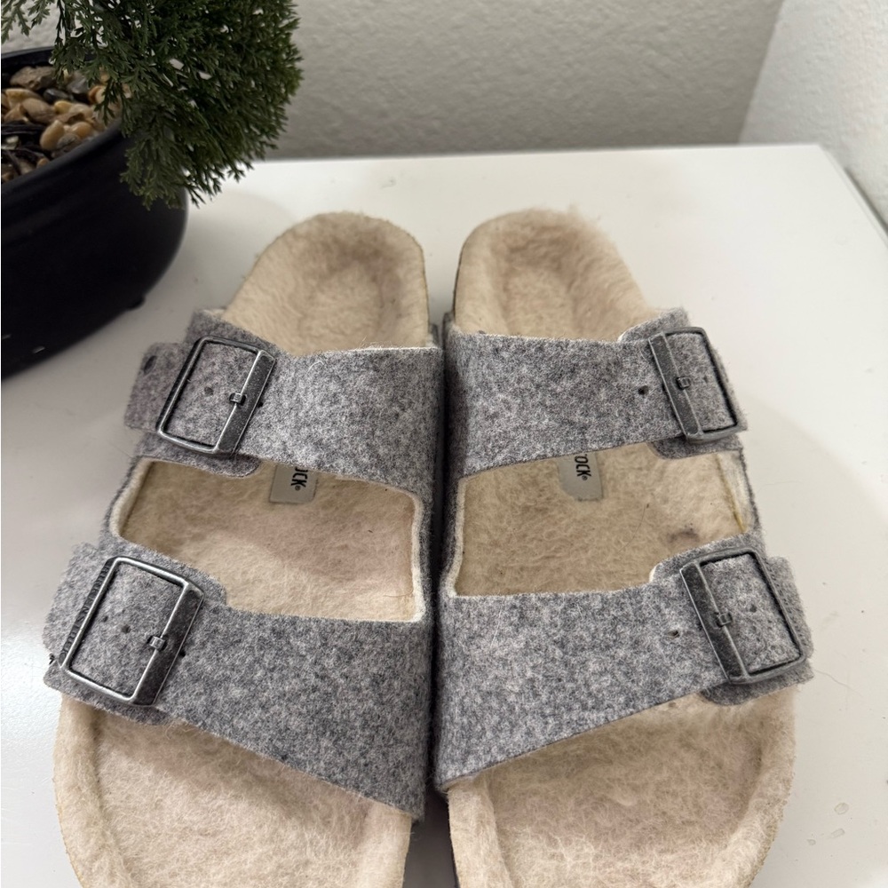 Birkenstock Gray and Cream Men's Sandals - Picture 2 of 6